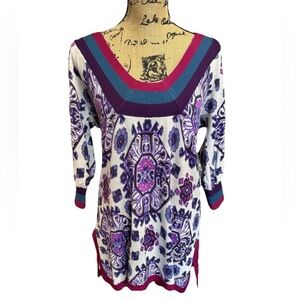 FREE PEOPLE Sweater Tunic Dress Medium Boho Aztec Indie Hippie